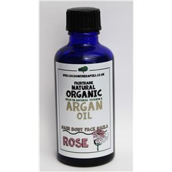 Rose Otto & fair trade organic raw cold pressed cosmetic Argan Oil.